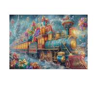 Christmas Train 300 Piece Premium Jigsaw Puzzle Science Fiction Adult Jigsaws Brain Training Hobby Home Decor Winter Gift Unique Shaped Recycled Cardboard 300 PCS
