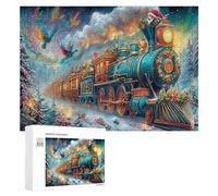 Christmas Train 300Pc Jigsaw Puzzles Adults Children Science Fiction Jigsaws Post-Retirement Leisure Challenging Puzzle Great Gift Seniors Stress Reliever 300 PCS
