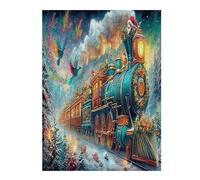 Christmas Train 500 Pc Classic Jigsaw Puzzle Science Fiction Puzzle for Adults Hard Challenging Hobby Home Decor Poster Smooth Wooden Cardboard 500 PCS
