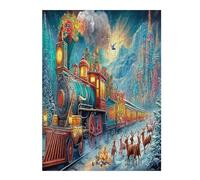 Christmas Train 500 Pc Classic Jigsaw Puzzle Science Fiction Puzzle for Adults Hard Challenging Hobby Home Decor Poster Smooth Wooden Cardboard 500 PCS