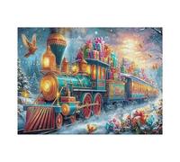 Christmas Train 500 Pc Classic Jigsaw Puzzle Science Fiction Puzzle for Adults Hard Challenging Hobby Home Decor Poster High-grade Rigid Cardboard 500 PCS