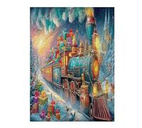 Christmas Train 500 Piece Jigsaw Puzzle for Adults Teens Science Fiction Laundry Room Decor Boredom Buster Colourful Artwork Great Gift for 500 PCS