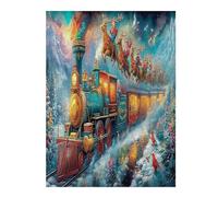 Christmas Train 500 Piece Jigsaw Puzzle Science Fiction For Men Cognitive Development Adults Anxiety Memory Care Mothers Valentines Gift High-grade Rigid Cardboard 500 PCS