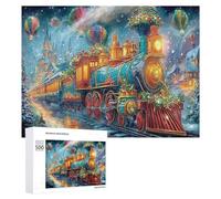 Christmas Train 500 Piece Jigsaw Puzzles Adults Children Science Fiction Jigsaws After-Work Leisure Brainteasing Puzzle Colleagues Stress Buster 500 PCS