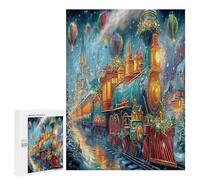 Christmas Train 500 Piece Jigsaw Puzzles All Ages Science Fiction Jigsaws Evening Wind-Down Activity Challenging Home Decor Stress Relief 500 PCS