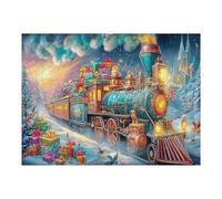 Christmas Train 500 Piece Premium Jigsaw Puzzle Science Fiction Adult Jigsaws Brain Training Hobby Home Decor Winter Gift Unique Shaped Recycled Cardboard 500 PCS