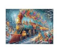 Christmas Train 500 Piece Premium Jigsaw Puzzle Science Fiction For Men Educational Decompression Adults Anxiety Memory Care Mothers Valentines Creativity Gift Giving 500 PCS