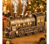 Christmas Train Diffuser, 300ml Retro Steam Train Essential Oil Diffuser with Remote Control, Cool Mist Aroma Humidifier with Flame Effect Night Light, Auto-Off Festive Decor Gift for Home Office