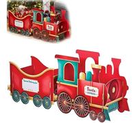 Christmas Train Gift Box Set, Cardboard Santa Express Train for Presents, Gingerbread-Style Candy & Ornament Holder, Christmas Tree Train Décor for Under-the-Tree Display (Santa)