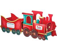 Christmas Train Gift Holder Cardboard Santa Express Design With Personalised Stickers For Festive Present Display