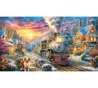 Christmas-Train-in-Snowy-Night Adult Jigsaws Puzzle 1000 Piece Educational Games Fun Present & Activity for Home Challenging Puzzles for Relaxation, Creativity & Gift Giving 38x26/1000pcs