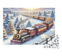 Christmas Train Journey 100% Recycled Cardboard Winter Steam Train 1000 Piece Jigsaw for Adults Unique Beautiful Decoration Puzzle 38x26cm/1000pcs