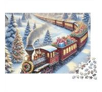 Christmas Train Journey 1000 Piece Cardboard Winter Train Forest Art Puzzle for Adults Scratch-resistant Brain Training Eco-friendly 70x50cm/1000pcs