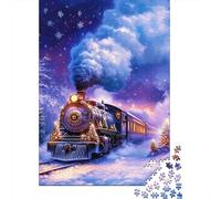 Christmas Train Journey Puzzle for Adults: Night Train with Steam Brainteasing & Challenging Game for Wall Decoration 70x50cm/1000pcs