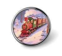 Christmas Train Lapel Pin Brooches Round Fashion Brooch Pin Cute Button Badges Alloy Button Pins Enamel Pins Metal Pinback for Hat Shirt Clothing Bags