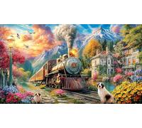 Christmas-Train-Loaded-with-Gifts-Traveling-Through-Snow-Scene Jigsaw Puzzle 1000 Pieces Educational Games Great Gift Idea for Adults and Kids Age 12 Years Up Puzzle 38x26/1000pcs