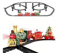 Christmas Train Playset with Track Music & Lights Festive Electric Locomotive Toy with Santa & Tree Carriages