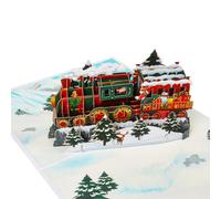 Christmas Train Pop Up Card, 3D Christmas Cards Xmas Pop Up Cards Merry Christmas Card Xmas Gift Card for Mum Dad Son Daughter Granddaughter Friends