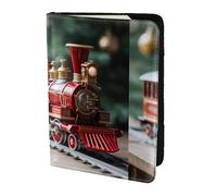 Christmas Train Print 5.5 Inch Passport For Men And Women Lightweight Stylish Travel Document Wallet, Black, One Size