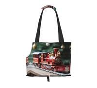 Christmas Train Print Pet Tote Bag,Portable Small Dogs Pet Tote Bag For Subway, Walking, Hiking