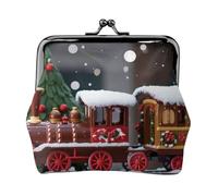 Christmas Train Prints Coin Purse Kiss Lock Pu Leather Mini Pouch Wallet Change Bag for Women Girls Kids
