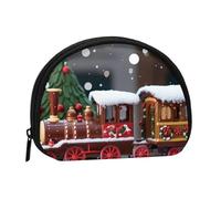 Christmas Train Prints Coin Purse Shell Mini Pouch Wallet Change Bag for Women Girls Kids