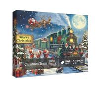 Christmas Train Puzzles for Adults 1000 Pieces, Holiday Xmas Santa Claus Reindeer Cat Dog Art Jigsaw Puzzles, Impossible Challenging Nutcracker Snowman Winter Puzzle