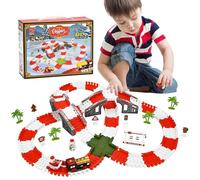 Christmas Train Race Track Set, 233PCS STEM Building Toys for Kids Ages 3-9 Car Track,Flexible Track Playset,Toddler Toys for Boys Girls Birthday Toy for 3 4 5 6 Year (A)