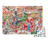 Christmas Train Scene 1000 Piece Puzzles Colorful Santa's Workshop Home Decoration Decompression Jigsaw for Men And Women Challenging Puzzles Jigsaw Puzzles for Adults 52x38cm/1000pcs
