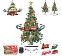 Christmas Train Set, 2 in 1 Hanging Around The Tree Train Toys with Music & Lights,Model Trains Set for Under The Xmas Tree, Railway Kit Xmas Gifts for All Ages,Christmas Decorations (1set)