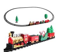 Christmas Train Set 22Pcs Plastic with Lights Sound Real Scene Creating Diy Electric Train Toys for Young Engineers- Electric Set