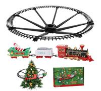 Christmas Train Set Electric Christmas Tree Train Set Around The Tree with Light and Sound 2 Carriage Simulation Gifts for Kids, No Battery
