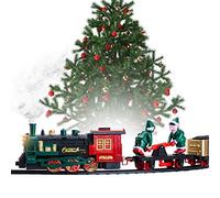Christmas Train Set for Under The Tree with Lights, and Sounds - Holiday Train Around Christmas Tree w/Large Tracks | Battery Operated Electric Train Set with 160 Inches of Track and 2 Xmas Elves