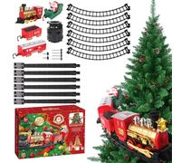 Christmas Train Set - Glowing Ornament Engine, Vibrant Holiday Convoy, Artistic Winter Rail Loop, Playful Musical Rotation Pattern, Charming Miniature Express Formation | With Tabletops Home Corners L