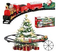 Christmas Train Set Toys,Hanging Christmas Train Set with Light/Smoke/Sound/Music,Tr-ain Track Toy Around Under The Christ-mas Tree with Santa Claus,for Indoor Xmas Home Decor