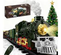 Christmas Train Set with Remote Control Train Toys with Smoke,Lights & Sound,Christmas Trains Sets for Under The Tree,Electric Trains Toy Gifts for 3 4 5 6 7 8 Year Old Kids