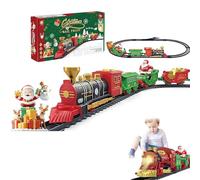 Christmas Train Set with Smoke/Sound, Toy Train Set Around Under The Christmas Tree, Electric Trains Toys for Boys & Girls,Xmas Gift for Kids Aged 3 4 5 6 7 8 Years Old (1set)