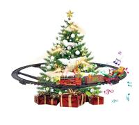Christmas Train Set with Steam, Toy Train Set Around Under The Christmas Tree, Hanging Xmas Trains with Light/Smoke/Sound/Music, Indoor Xmas Decoration Toy
