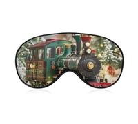 Christmas Train Sleep Mask Comfort Travel Eye Masks with Adjustable Elastic Strap Soft Funny Block Light Sleep Eye Cover for Side Sleeper for Nap Men Women Gift