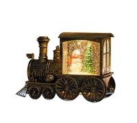 Christmas Train Snow Globe - Battery Operated Glittering Water Spining Lamp, Rotating Train Design, LED Lighted Holiday Decoration | Perfect Accent for Fireplace Mantel Bedroom Living Room