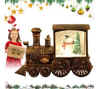 Christmas Train Snow Globe - Vintage Snowflake Light, Lantern With Santa Claus and Snowmen Ornament (Bronze, Snowman)