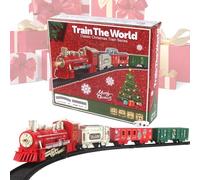 Christmas Train Toy Set - 18.5x21x5cm Light-Up Christmaas Train, Kids Electric Toy Trains with Lights Music | Animated Light up Christmas Railway for todlers Boys Girls Childrens Bedroom Playroom