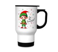 Christmas Travel Mug | Festive Thermal Stanley Mug for Hot Drinks, Tea, or Coffee | Xmas Elf, This is The Season Patterns | Reusable & Insulated Ideal Christmas Gifts for Men, Women & Kids (14oz)