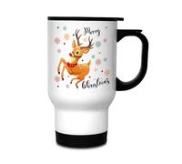 Christmas Travel Mug | Festive Thermal Stanley Mug for Hot Drinks, Tea, or Coffee | Xmas Reindeer, Merry Christmas Patterns | Reusable & Insulated Ideal Christmas Gifts for Men, Women & Kids (14oz)