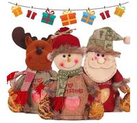 Christmas Treat Bags 3-Pack, 7.8x8.6 Inch Reusable Zipper Storage with Santa/Snowman/Reindeer Designs, Waterproof Festive Bags for Sweets & Gifts, UK Christmas Traditions