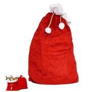Christmas Treat Bags - Cloth, Approx. 9x6in Red Candy Bag Holiday Pouch | Reusable Gift Sack For Snacks, Toys, School Rewards, Living Room Decor, Fireplace Display, Party Favors