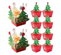 Christmas Treat Boxes 10-Piece, Christmas Tree Box 3D, Portable Decoration Bag for Snack Storage Halloween Easter Valentines Birthday Family