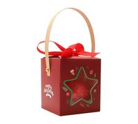 Christmas Treat Boxes - Clear Window Convenient Carry Handle Seasonal Display Styling Festive Packaging Solution | 8.5 x 8.5 x 10 cm Chocolate Craft Presentation Retains