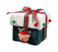 Christmas Treat Boxes - Decorative Snack Organizer 12x12x13cm, Flannel Gift Packaging Case, Christmas Cookie Container with Stylish Ribbon | Seasonal Favor Box