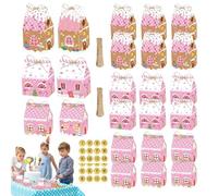 Christmas Treat Boxes - Gingerbread House Packaging, 3D Cardboard Containers | Festive Paper Design, Christmas Snack Wrapping Kit with Handles for the even